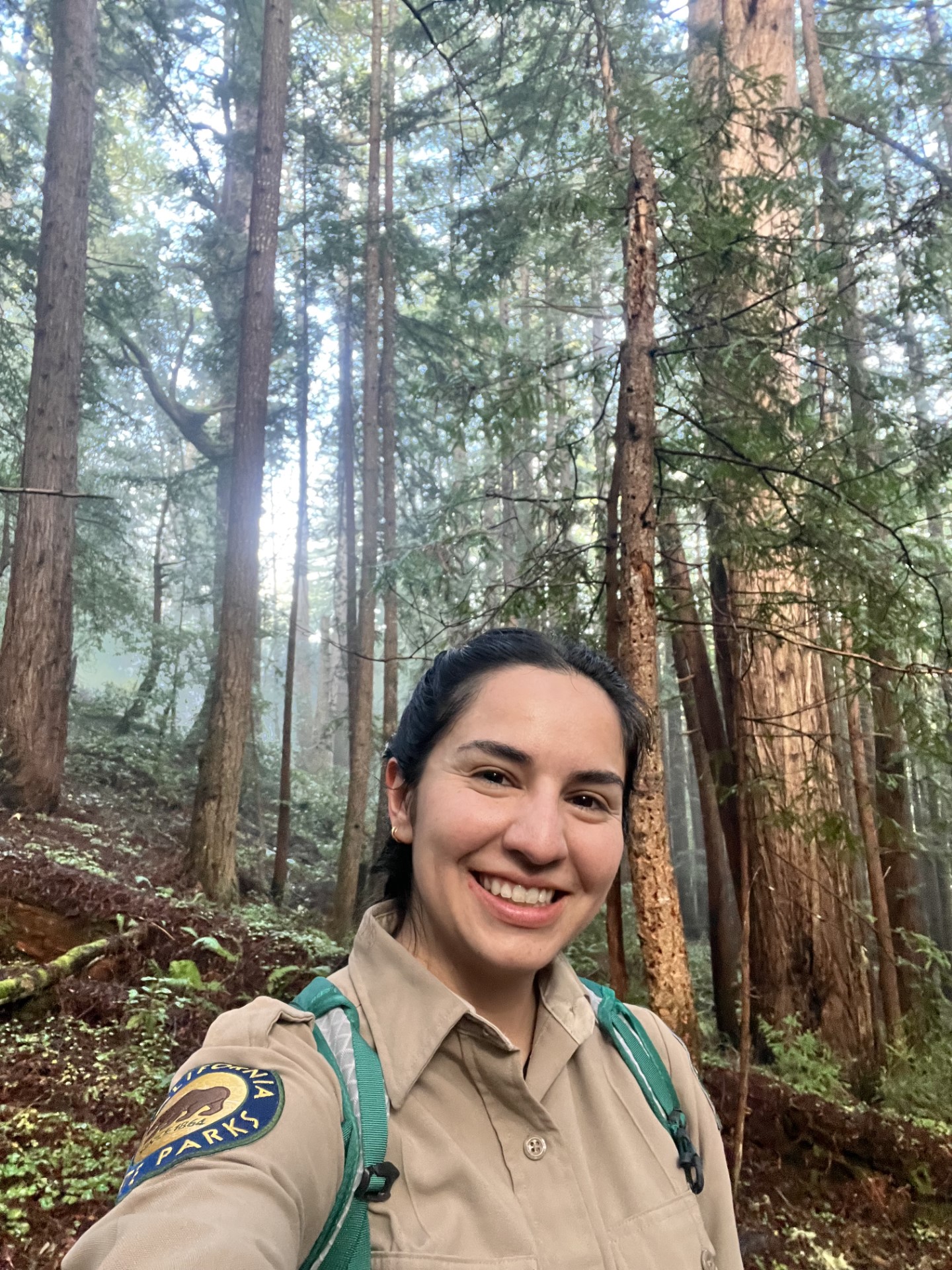 CASPBA Backcountry Naturalist Elexis Padron in the redwood forest